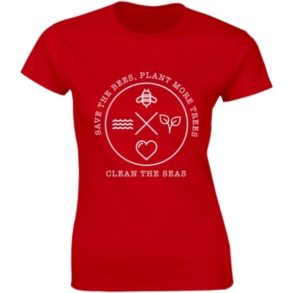 Half It Tops - Save The Bees, Plant More Trees Clean Sea T-shirt Half It Tops - Save The Bees, Plant More Trees Clean Sea T-shirt
